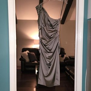 Pewter ruched cocktail party dress